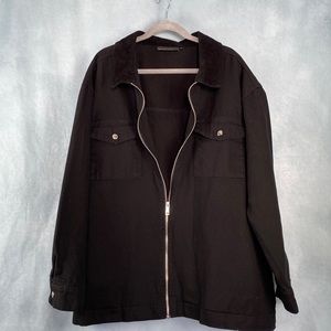 Men’s 3XL Black Canvas Jacket with Corduroy Collar